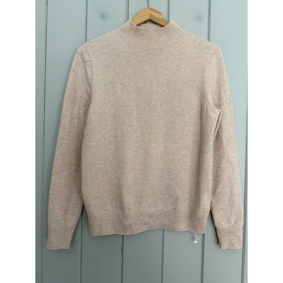 Goelia Sweater US 6 Seamless Soft Woolen Mock Neck 100% Wool Light Beige NWOT - Picture 2 of 8
